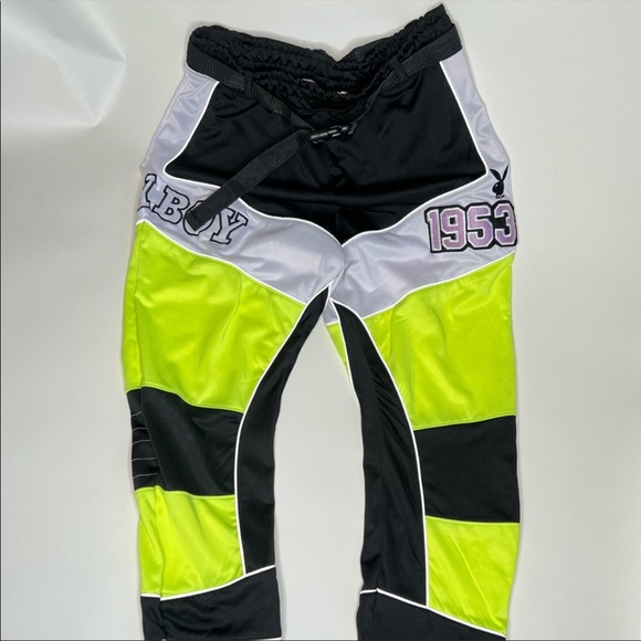 Playboy x missguided neon track pants with belt M reflective - Picture 1 of 4